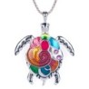 Jewelry set with a rainbow turtle - necklace / earringsJewellery Sets