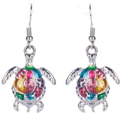 Jewelry set with a rainbow turtle - necklace / earringsJewellery Sets