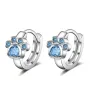 Silver hoop earrings - crystal cat paw designEarrings