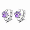 Silver hoop earrings - crystal cat paw designEarrings