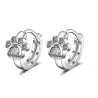 Silver hoop earrings - crystal cat paw designEarrings