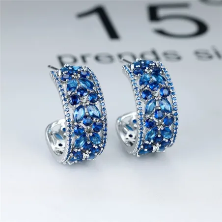 Elegant silver earrings - crystal flowersEarrings