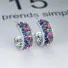 Elegant silver earrings - crystal flowersEarrings