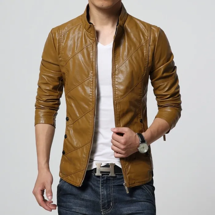Slim leather jacket - with zippers / pocketsJackets