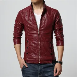 Slim leather jacket - with zippers / pocketsJackets