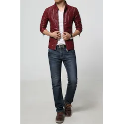 Slim leather jacket - with zippers / pocketsJackets