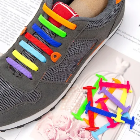 Elastic silicone shoelaces - no tie - 12 piecesShoes