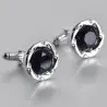 Round silver cufflinks - blue starry sky stone / crystalsCufflinks