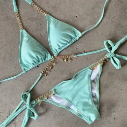 Sexy bikini set - with crystal / metal decorationsBeachwear