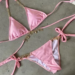 Sexy bikini set - with crystal / metal decorationsBeachwear