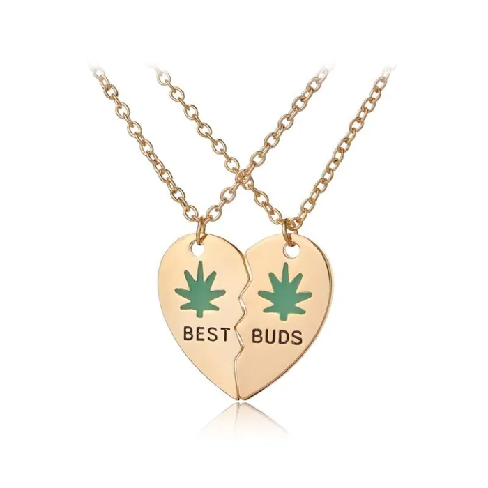 Heart shaped pendant with necklace - BEST BUDS - 2 piecesNecklaces