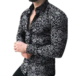 Fashion long sleeve shirt - floral print - slim fitT-shirts