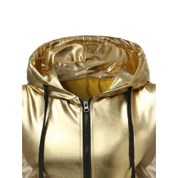 Shiny metallic hooded vestJackets