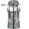 Shiny metallic hooded vestJackets