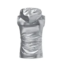 Shiny metallic hooded vestJackets