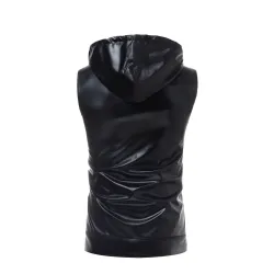 Shiny metallic hooded vestJackets