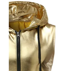 Shiny metallic hooded vestJackets