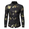 Luxurious long sleeve shirt - printed golden rosesT-shirts