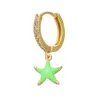 Small golden hoop earring - hanging heart / star / cross / shell - 1 pieceEarrings