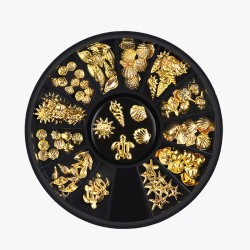 Golden nail decorations - ocean themesNail stickers