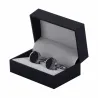 Round silver cufflinks - black carbon fiberCufflinks