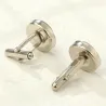 Round silver cufflinks - with colored fabricCufflinks