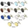 Round silver cufflinks - with colored fabricCufflinks