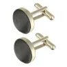 Round silver cufflinks - with colored fabricCufflinks