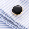 Golden round cufflinks - with black enamelCufflinks
