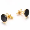 Golden round cufflinks - with black enamelCufflinks
