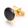 Golden round cufflinks - with black enamelCufflinks