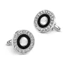 Elegant round silver cufflinks - with crystalsCufflinks