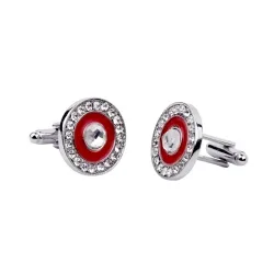 Elegant round silver cufflinks - with crystalsCufflinks