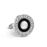 Elegant round silver cufflinks - with crystalsCufflinks