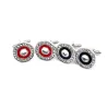 Elegant round silver cufflinks - with crystalsCufflinks