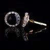 Gold round cufflinks - crystals / black enamelCufflinks