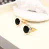 Gold round cufflinks - crystals / black enamelCufflinks