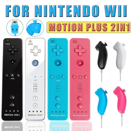 2 in 1 wireless remote - motion plus / Nunchuck - for Nintendo Wii / Wii U JoystickControllers