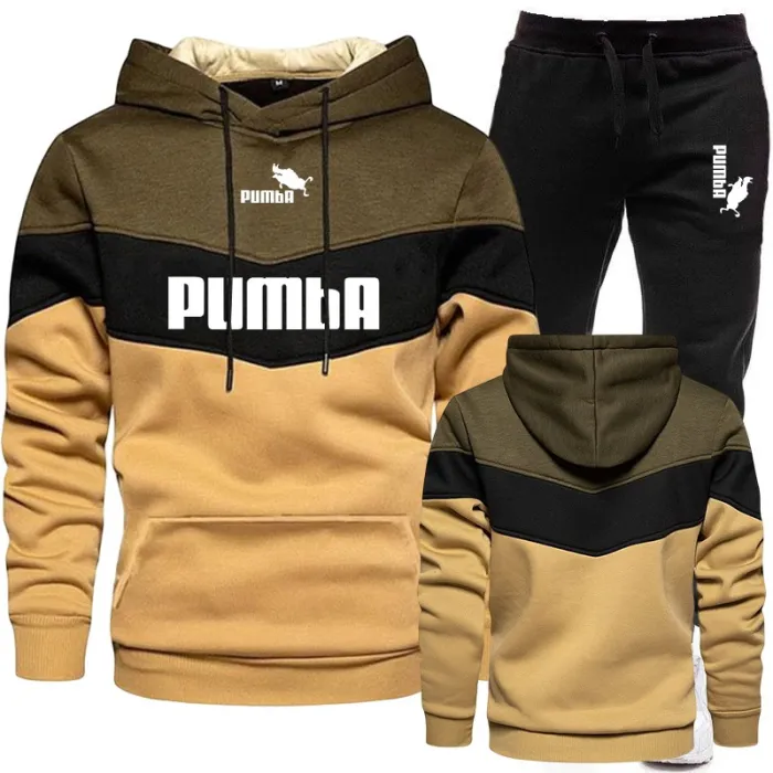 Colorful striped hoodie / black pants - tracksuit - setPants