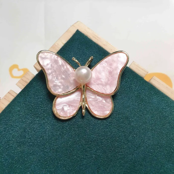 Shell butterfly with pearl - broochBrooches
