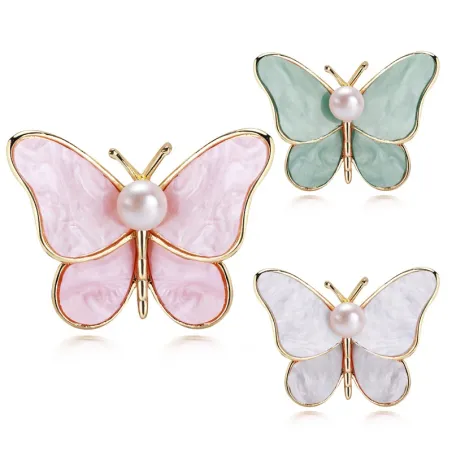 Shell butterfly with pearl - broochBrooches