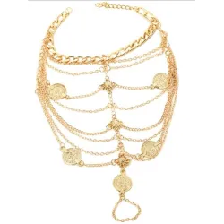 Multi layer anklet - metal coinsAnklets