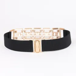 Fashionable elastic belt - with metal gold decorative chainBelts