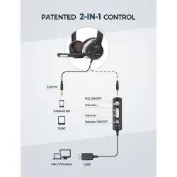 Mpow HC6 - USB wired headset - headphones with microphone - 3.5mmEar- & Headphones