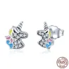 Silver earrings with crystal unicornEarrings