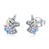 Silver earrings with crystal unicornEarrings