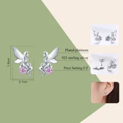 Flower fairy / pink crystal - silver earringsEarrings