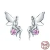 Flower fairy / pink crystal - silver earringsEarrings