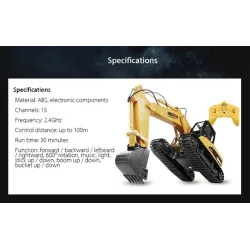 R/C excavator - 15 channels - 2.4G - 1/14 - with battery - RTR toyCars