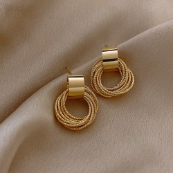 Elegant golden round earrings - multiple circlesEarrings